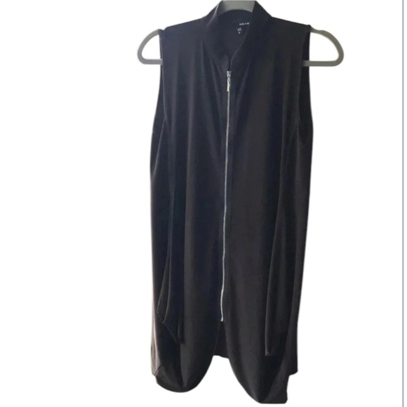 Sun Kim St John Long tunic layering piece zip front sleeveless Lagenlook S - Picture 1 of 7